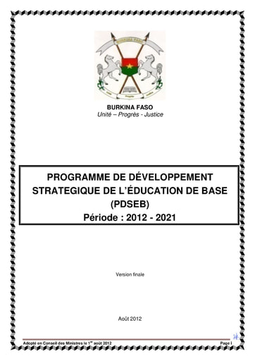 558 Min Educa 2012  Programme Développ PDSEB 2012 2021 BF