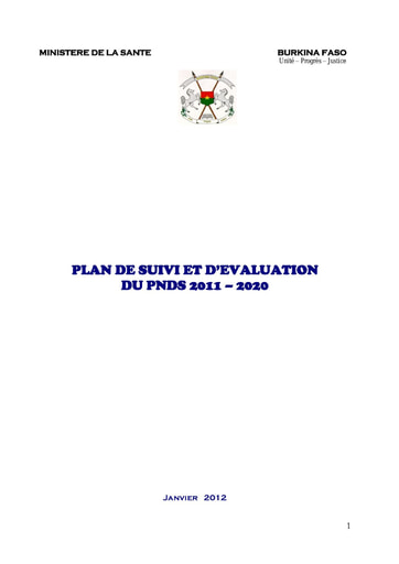 725 Min Santé 2012 Plan suivi et d’évaluation PNDS 2011 2020 BF