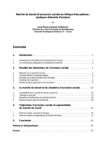 118 Lachaud 1994 Marché  travail  exclusion sociale  Afrique franc