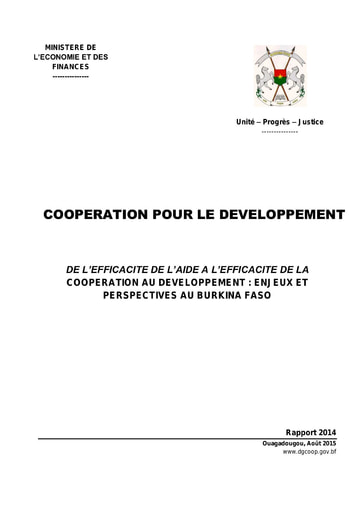 645 Min Econo 2015 Coopéra Dévelop 2014 De l’efficacité de l’aide à l’efficacité BF