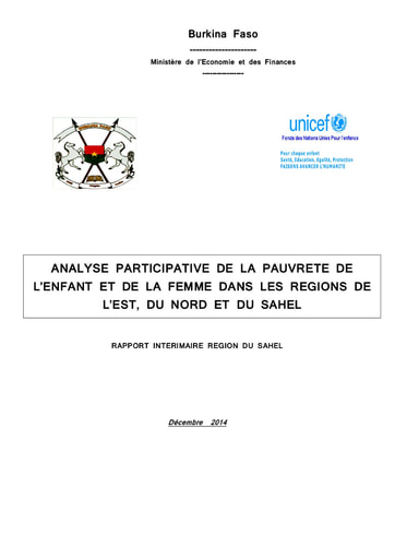 659 Min Econo 2014  Analyse particip  régions de Est du Nord et du Sahel BF Sahel