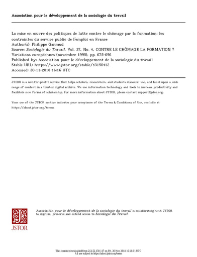 106 Garraud 1995 La mise œuvre des politi lutte contre chômage France