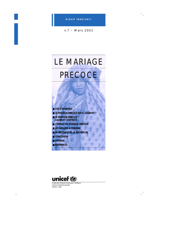 443 Unicef 2001 Le mariage précoce