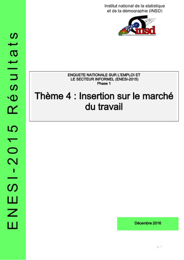 119 INSD 2016 ENESI 2015 Phase1 Thème4 Insertion sur le marché du travail BF