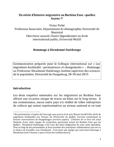 247 Piché 2015 Un siècle d’histoire migratoire